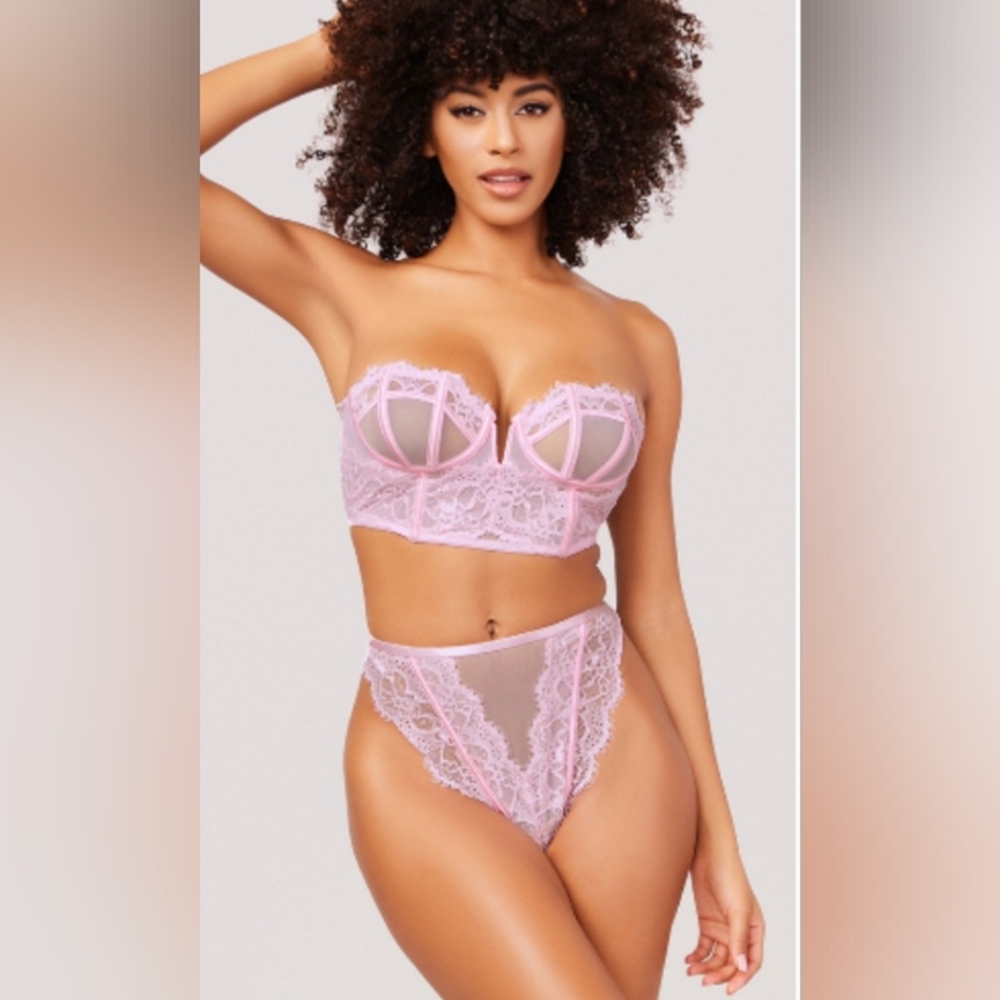 YandyPink Lace Bustier Set